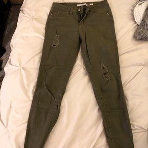 Army green skinny jeans